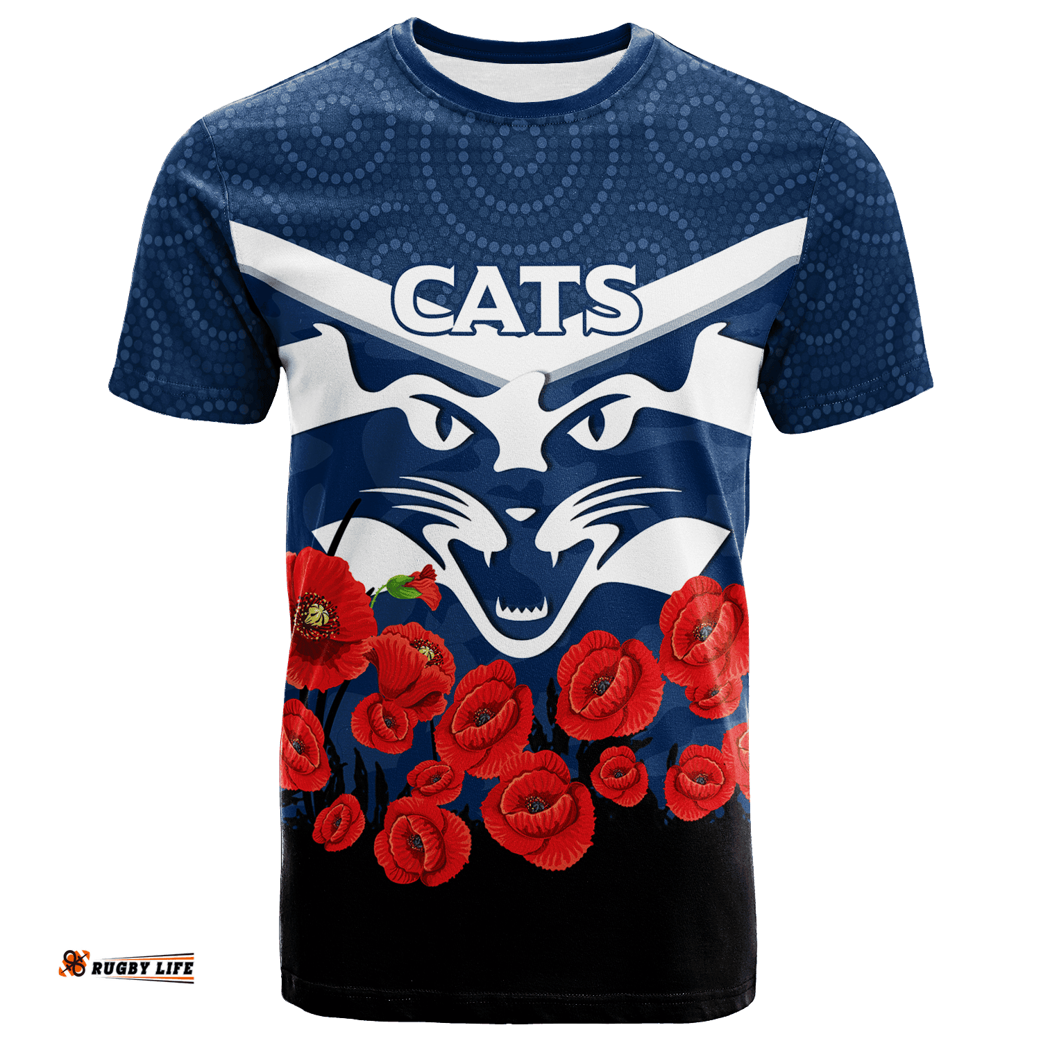 geelong cats anzac day t shirt indigenous art