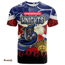 knights rugby t shirt custom anzac day newcastle knights aboriginal patterns t shirt rlt13