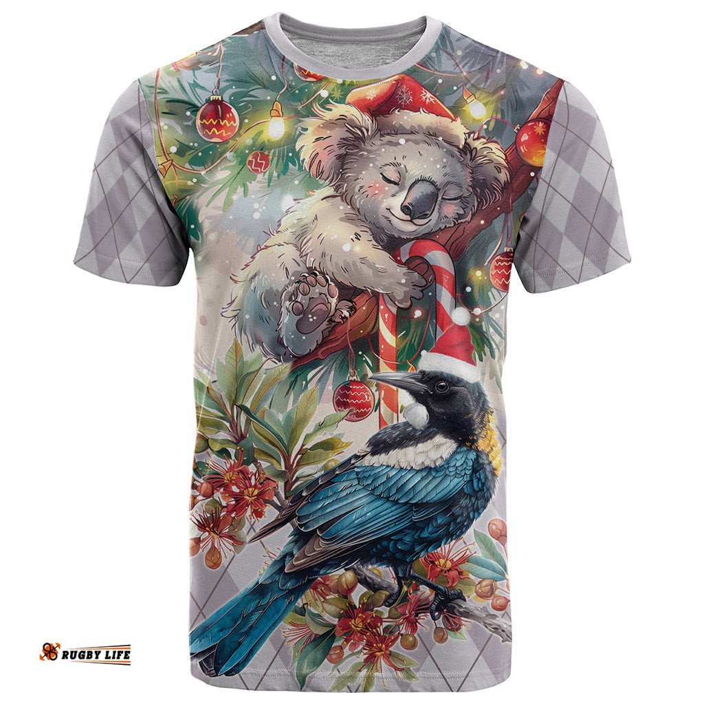 koala and tui bird christmas in july t shirt