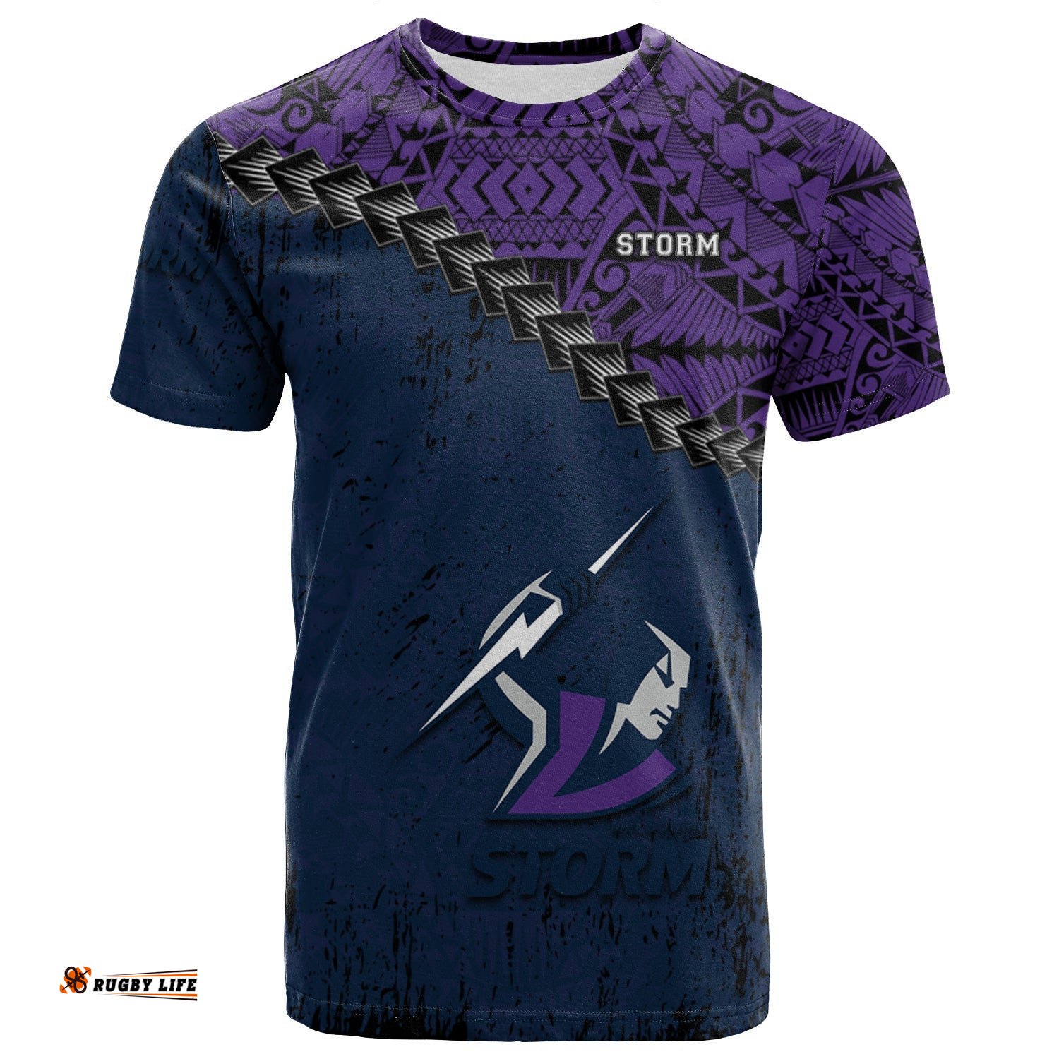 melbourne storm t shirt grunge polynesian tattoo nrl 0
