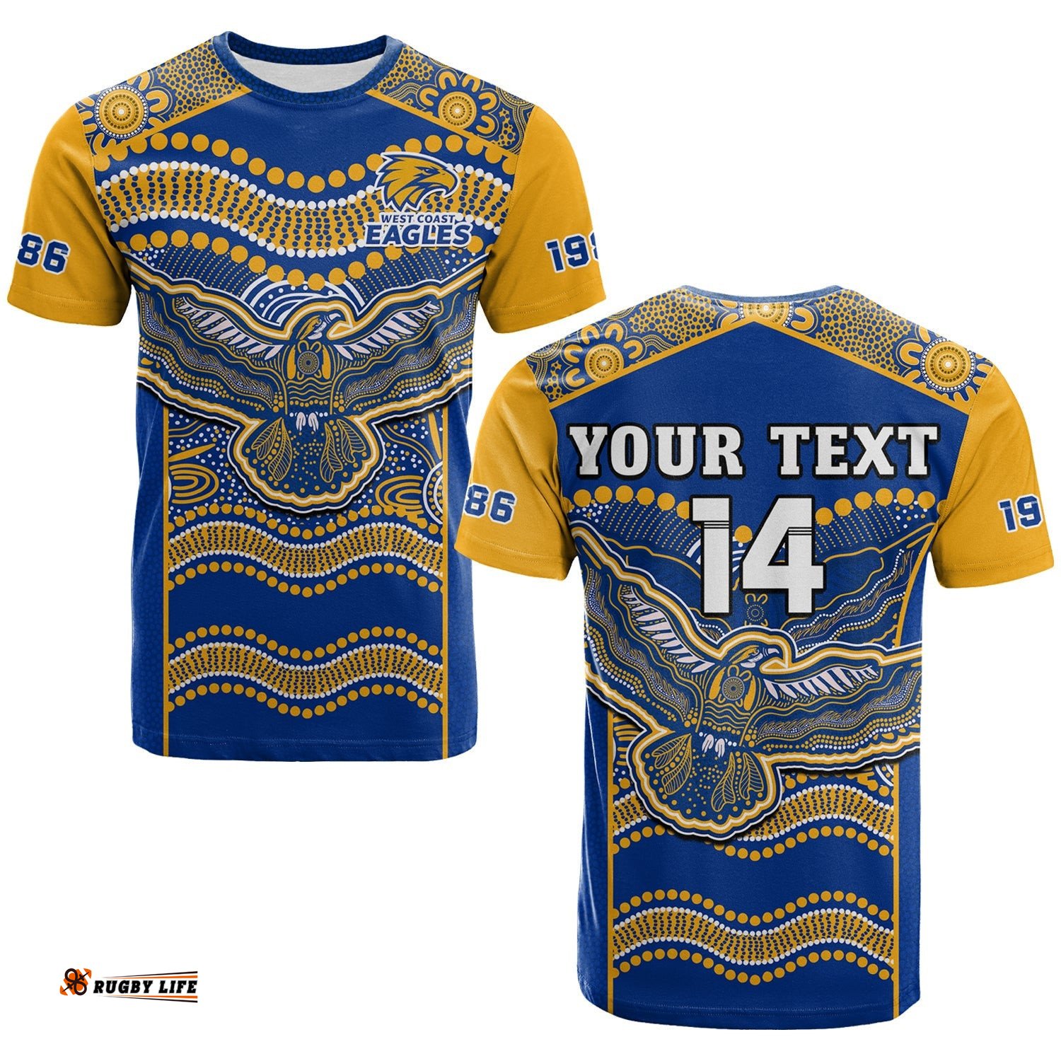 custom text and number eagles football t shirt west coast 1986 aboriginal sporty style