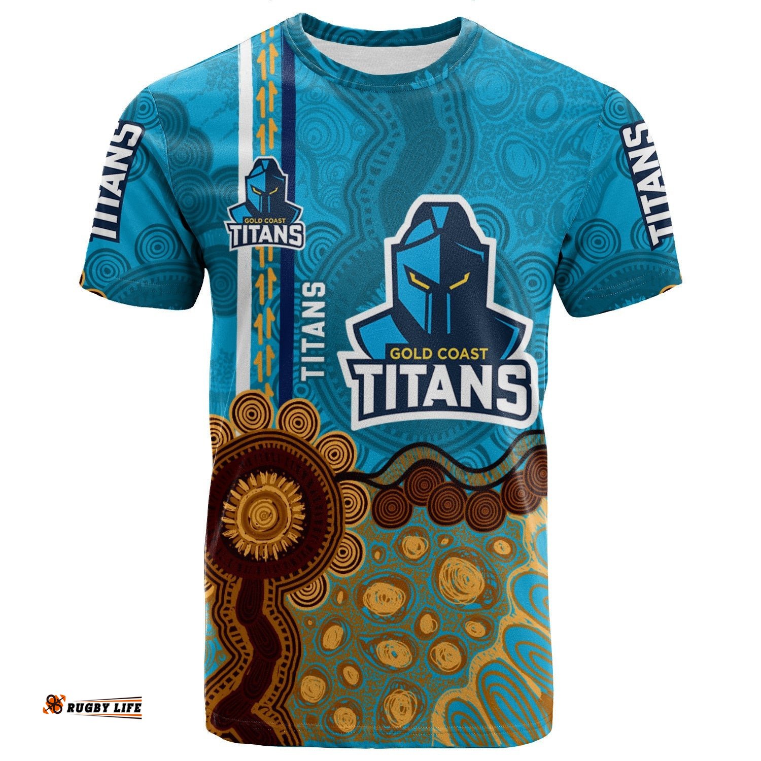 gold coast titans aboriginal t shirt rugby indigenous kangaroo tracks nrl 0