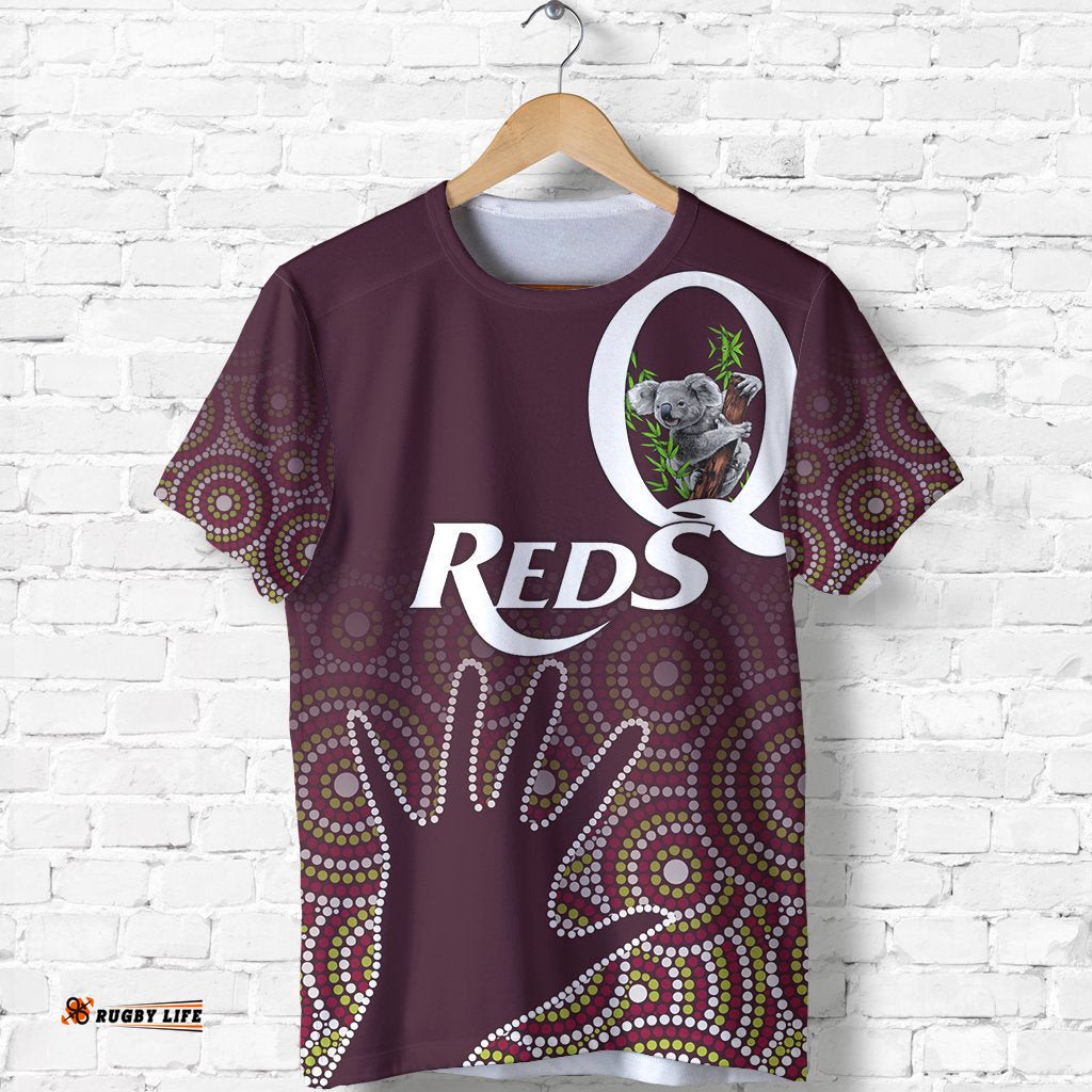 queensland reds indigenous t shirt hand aboriginal koala