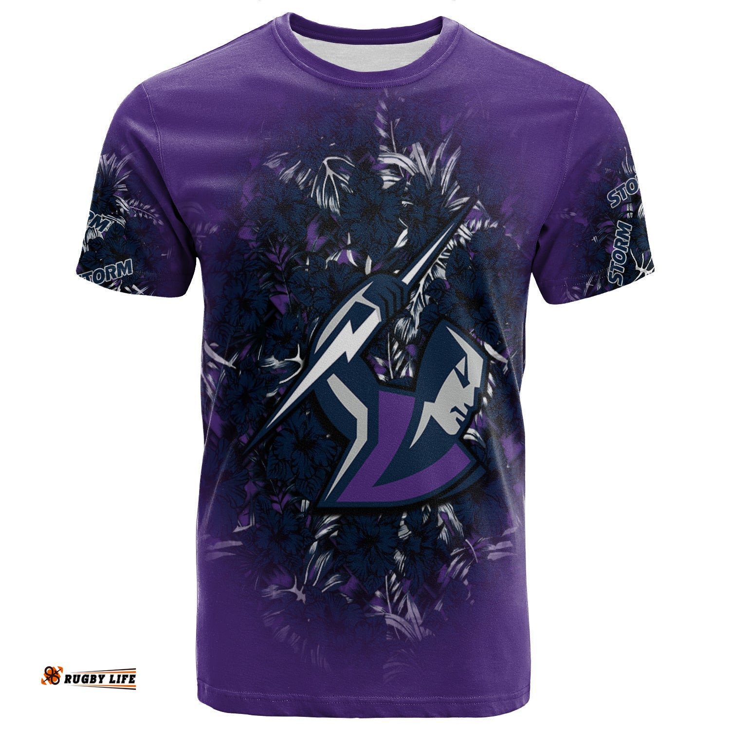 melbourne storm t shirt polynesian hibiscus tropical vintage nrl 0
