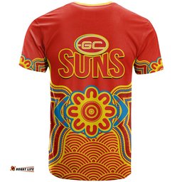 gold coast football t shirt suns indigenous pattern