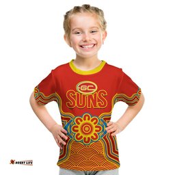 gold coast football t shirt suns indigenous pattern