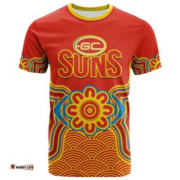 gold coast football t shirt suns indigenous pattern