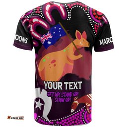 maroons rugby t shirt custom naidoc week get up stand up show up maroons kangaroo with aboriginal patterns t shirt