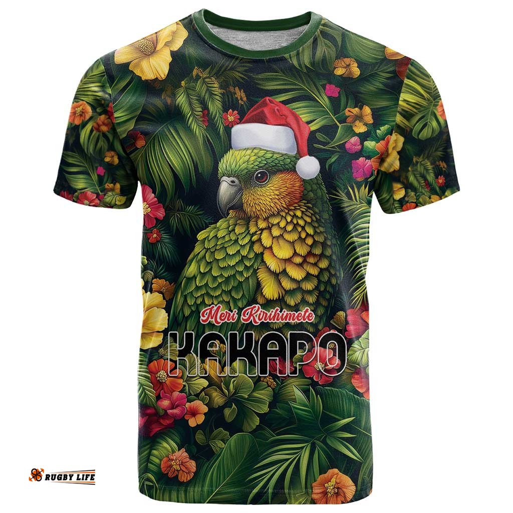meri kirihimete kakapo t shirt new zealand christmas with tropical vibe