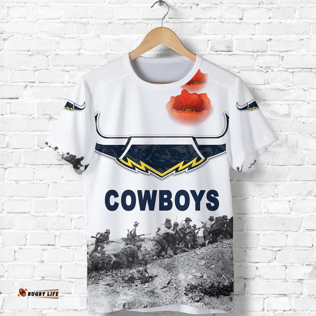 north queensland cowboys t shirt anzac day simple style