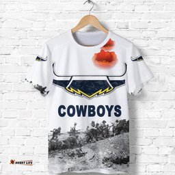 north queensland cowboys t shirt anzac day simple style