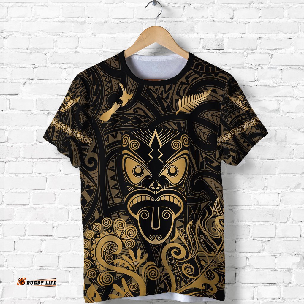 maori aotearoa rugby haka t shirt new zealand silver fern gold