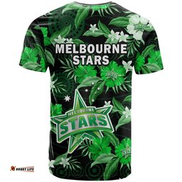 melbourne stars cricket t shirt aboriginal art mix tropical flowers