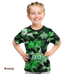 melbourne stars cricket t shirt aboriginal art mix tropical flowers