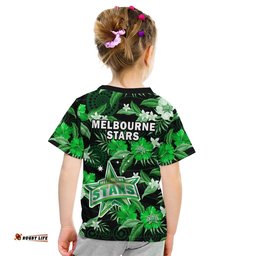 melbourne stars cricket t shirt aboriginal art mix tropical flowers