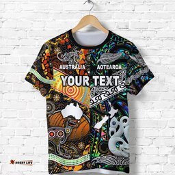 maori aotearoa and aboriginal customize t shirt together paua shell