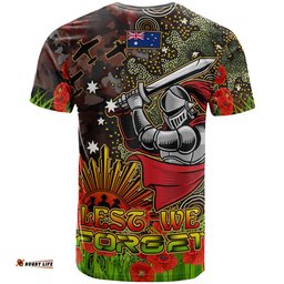 knights rugby t shirt custom anzac kinghts with remembrance poppy and indigenous patterns t shirt rlt13