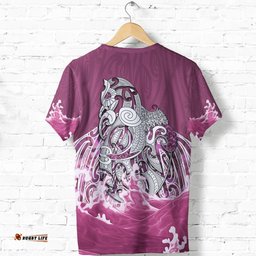 maori manaia the blue sea t shirt pink