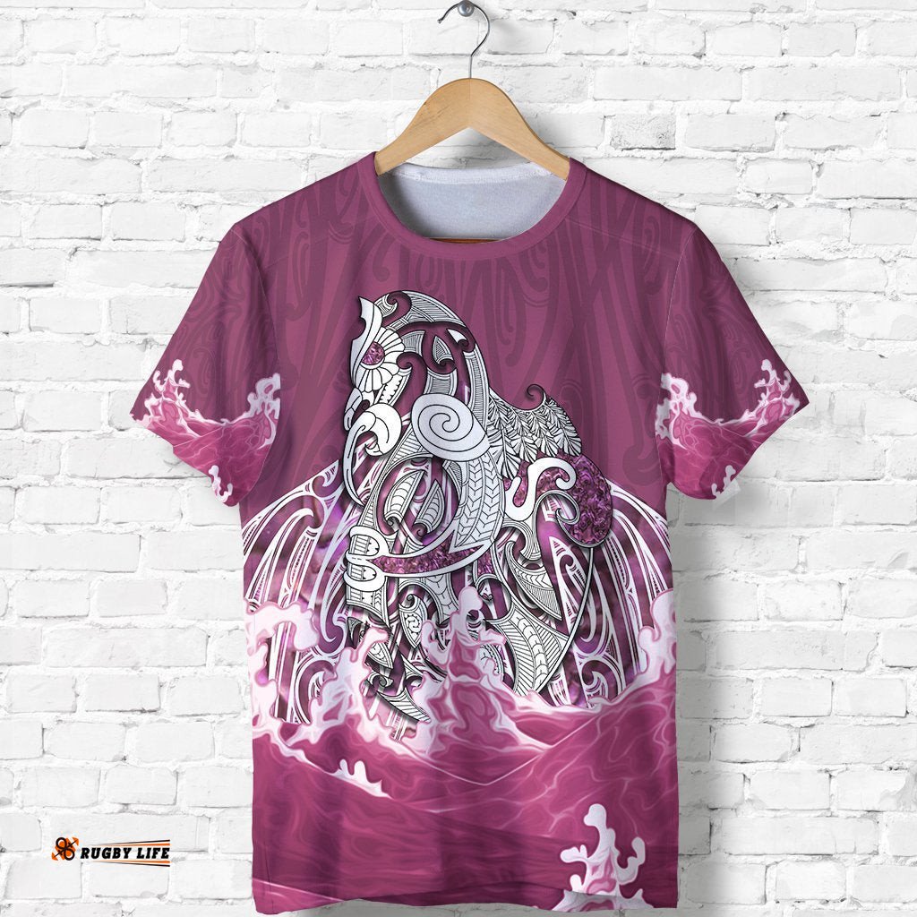 maori manaia the blue sea t shirt pink