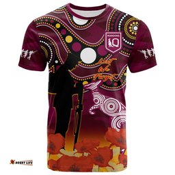maroons rugby anzac 2023 t shirt qld aboriginal mix poppy camouflage