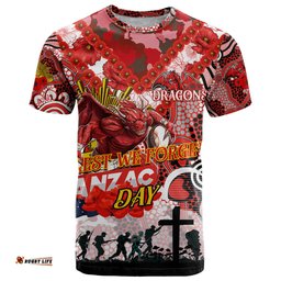 personalised dragons anzac day t shirt aboriginal rising sun dt02