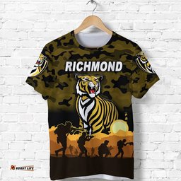 richmond tigers anzac t shirt simple style black