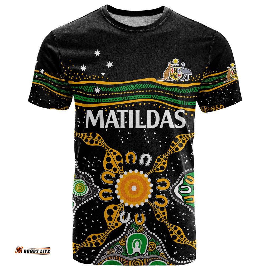 matildas australia soccer t shirt aboriginal dots style