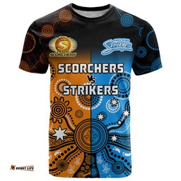 perth scorchers and adelaide strikers cricket t shirt aboriginal art
