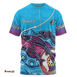Amazing Aussie Australia Fishing Aboriginal Fishing Custom T-shirt - Fishaholic With The Dhari Symbol And Aboriginal Pattern T-shirt
