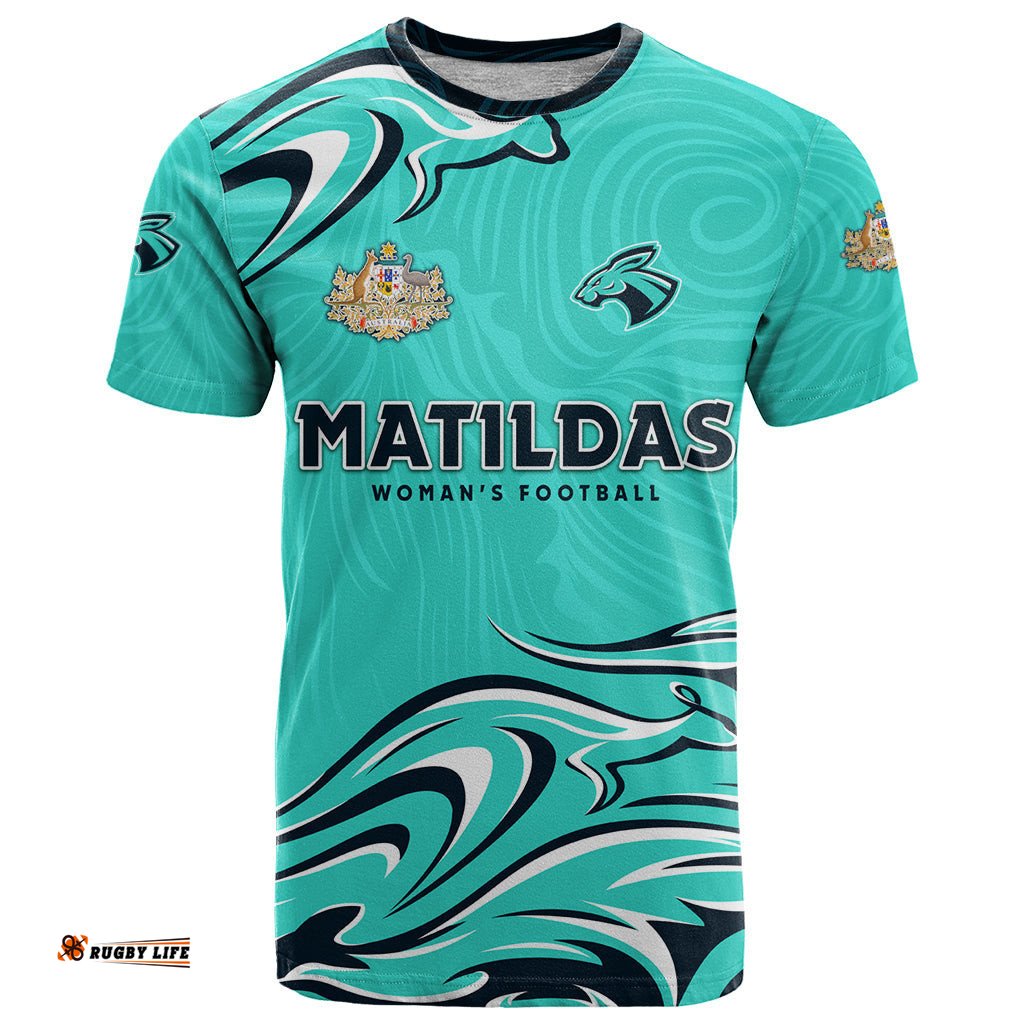 personalised australia soccer matildas t shirt kangaroo tornado turquoise dt02