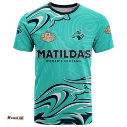personalised australia soccer matildas t shirt kangaroo tornado turquoise dt02