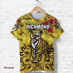richmond tigers anzac t shirt indigenous vibes yellow