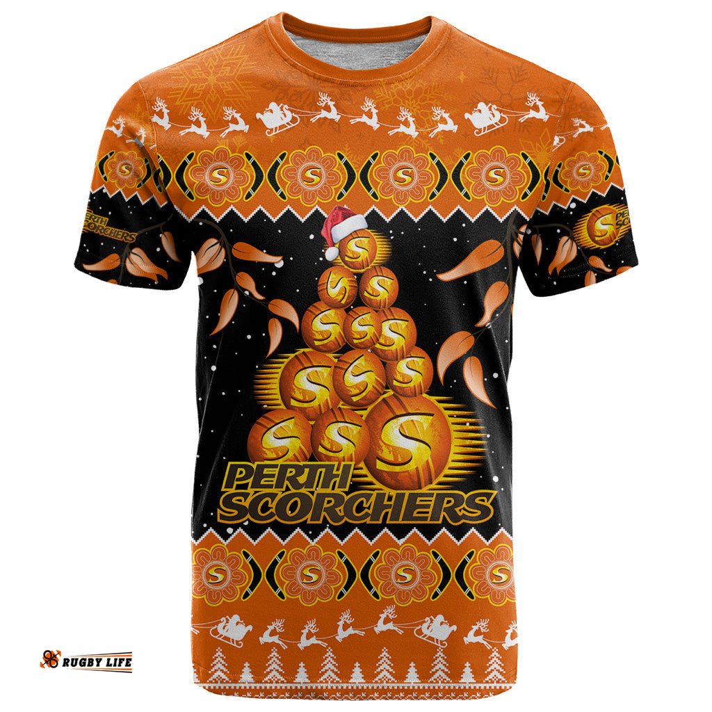perth scorchers cricket christmas t shirt merry xmas 2023 indigenous art