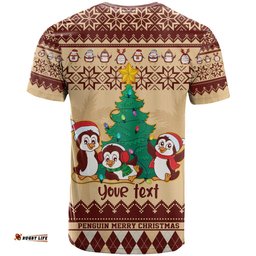 australia penguin christmas argyle pattern personalised t shirt