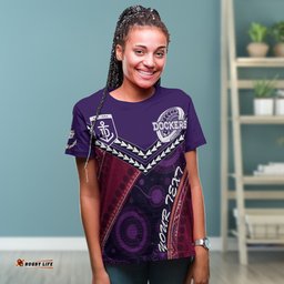 custom personalised fremantle dockers t shirt aboriginal mix crimson style
