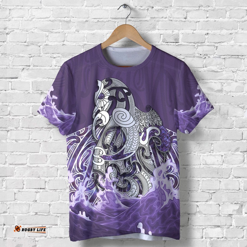 maori manaia the blue sea t shirt purple
