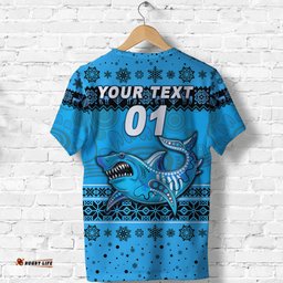 custom personalised cronulla sutherland sharks t shirt christmas simple style blue