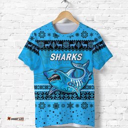 custom personalised cronulla sutherland sharks t shirt christmas simple style blue