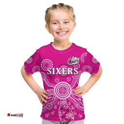 custom text and number sydney sixers t shirt cricket indigenous australian art ver02