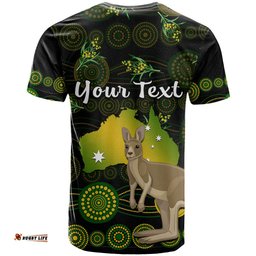custom personalised australia t shirt golden wattle mix kangaroo and map