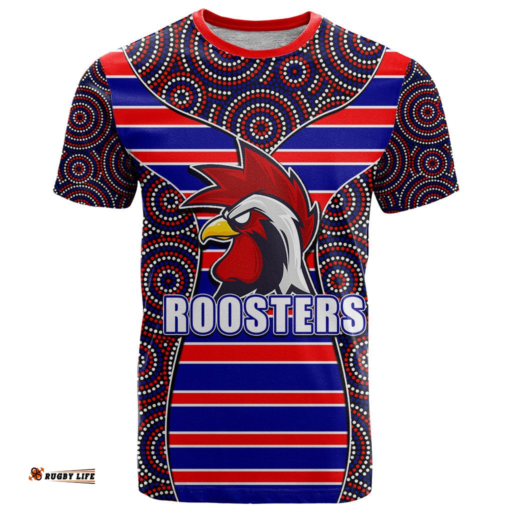 nrl rooster t shirt mix dot aboriginal