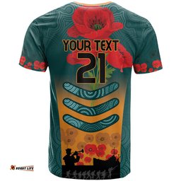 custom wallaroos rugby anzac t shirt poppy soldier with aboriginal dots art