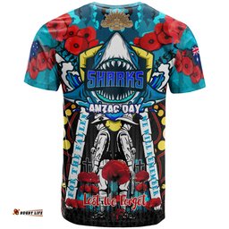 sharks rugby anzac day watercolour custom t shirt remembrance cronulla sutherland sharks with poppy flower