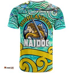 Amazing Aussie Otago Highlanders Rugby T-shirt - Custom Naidoc Week Otago Highlanders Warrior with Aboriginal Inspired "Get up! Stand up! Show up!" T-shirt