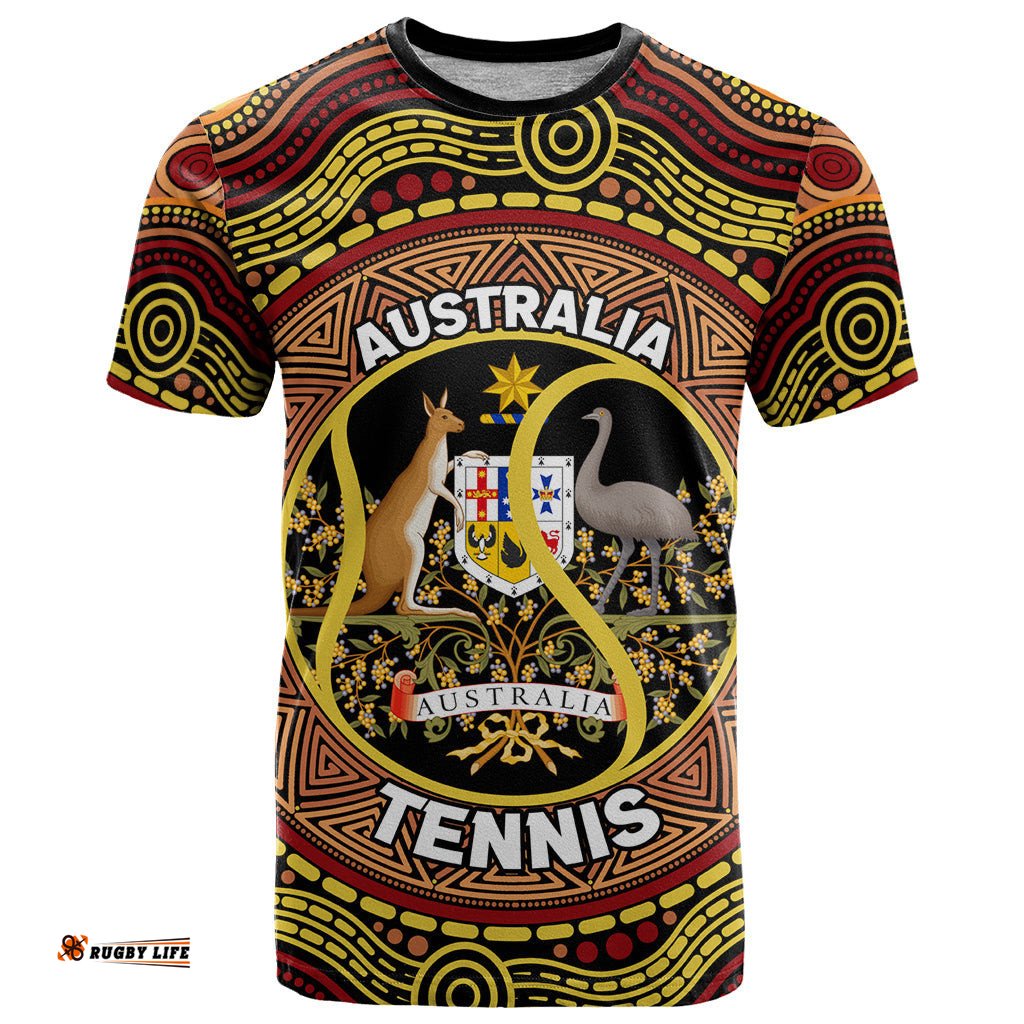 personalised australia tennis t shirt aussie indigenous art