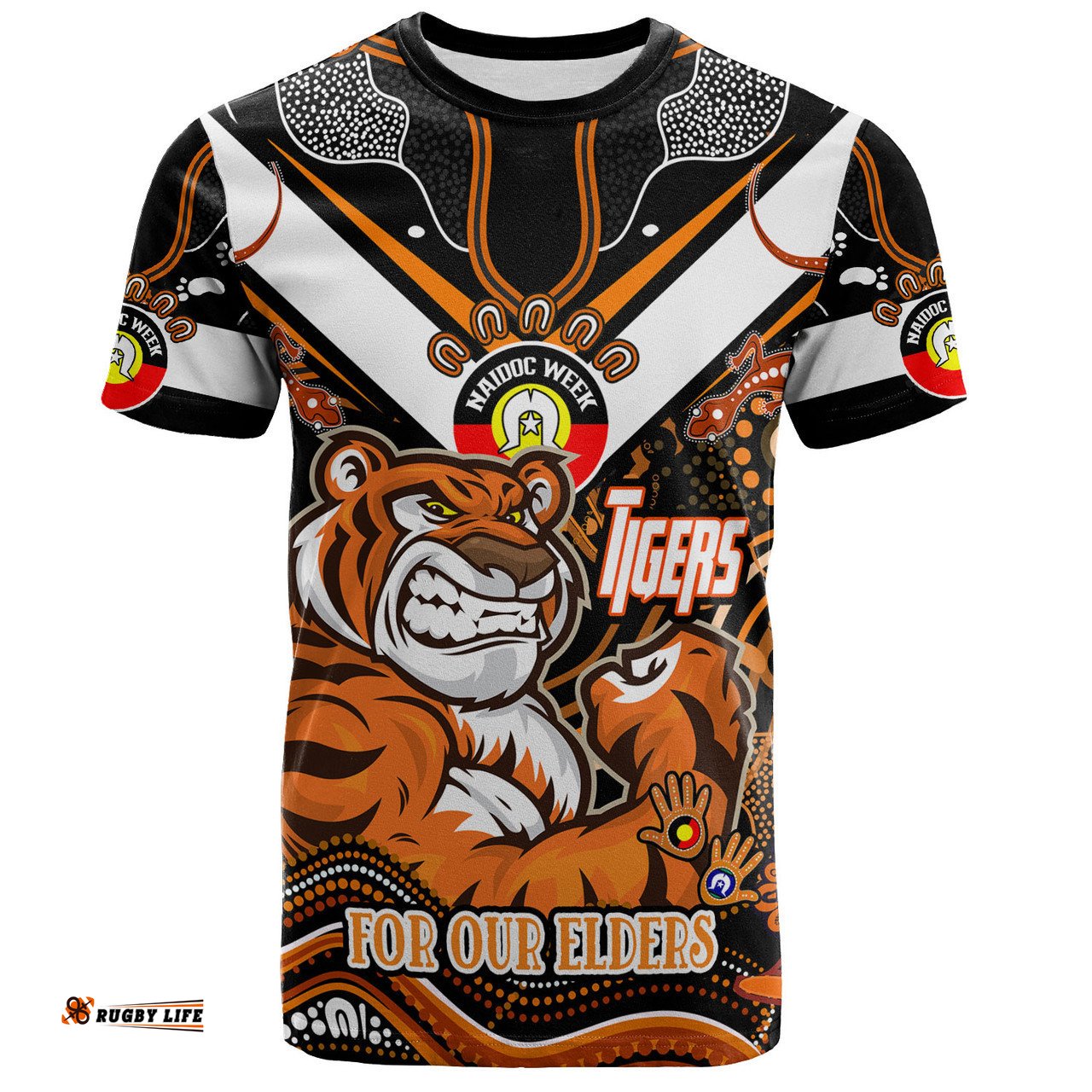 Amazing Aussie Wests Tigers Naidoc Week Custom T-shirt - For Our Elders Home Jersey T-shirt