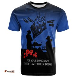 Amazing Aussie Australia T-Shirt Anzac Day Poppy Flowers Red Black Blue