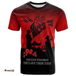 Amazing Aussie Australia T-Shirt Anzac Day Poppy Flowers Red Black Blue