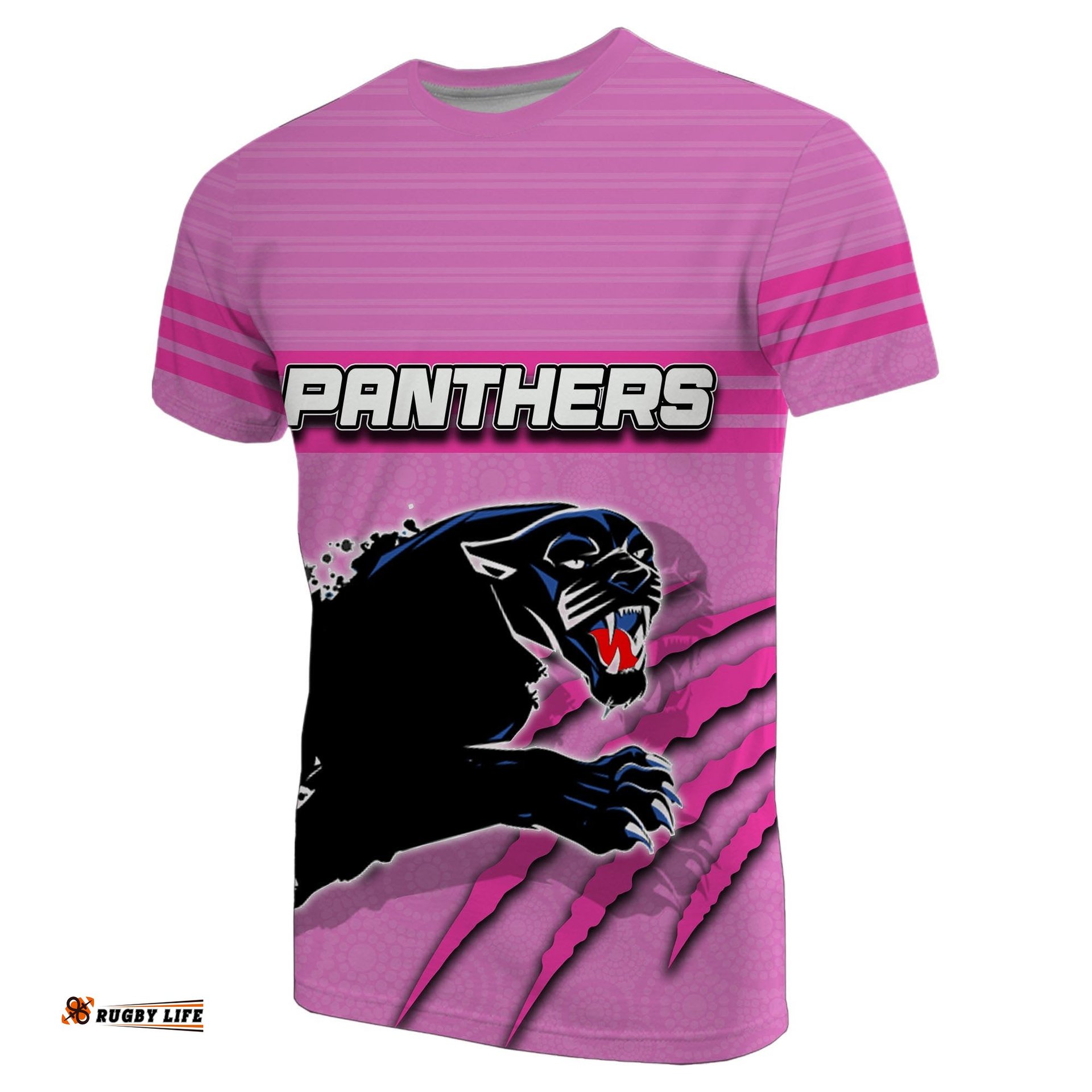 custom personalisedpanthers t shirt aboriginal dot patterns pink style