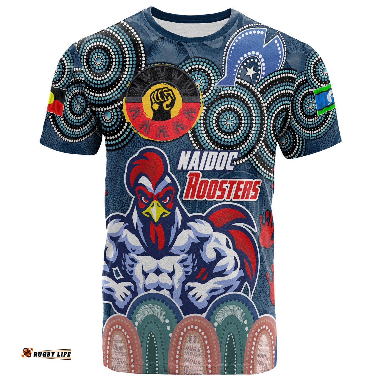 Amazing Aussie Sydney Roosters Naidoc Week Custom T-Shirt - Naidoc Sydney Roosters T-Shirt